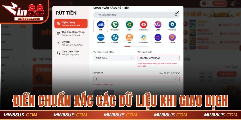 Điền chuẩn xác các dữ liệu khi giao dịch