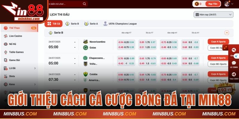 Giới thiệu cách cá cược bóng đá tại Min88