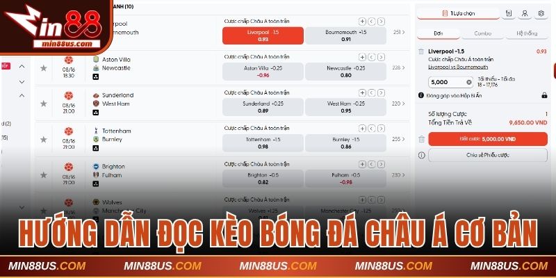 Hướng dẫn đọc kèo bóng đá châu Á cơ bản