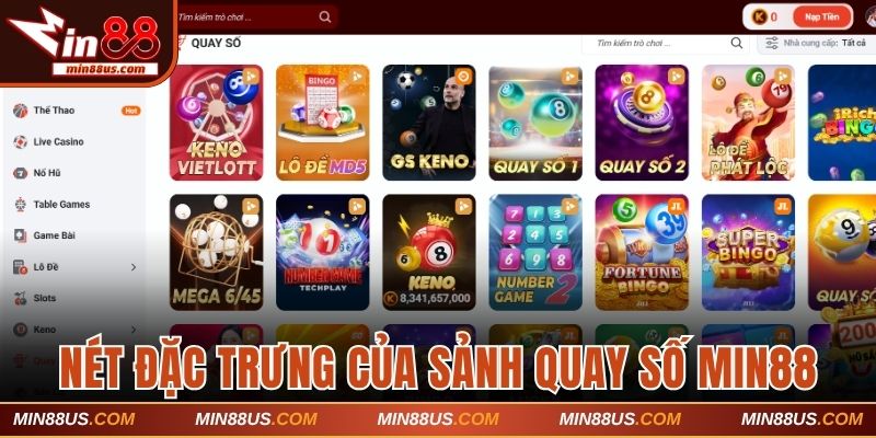 Nét đặc trưng của sảnh quay số Min88