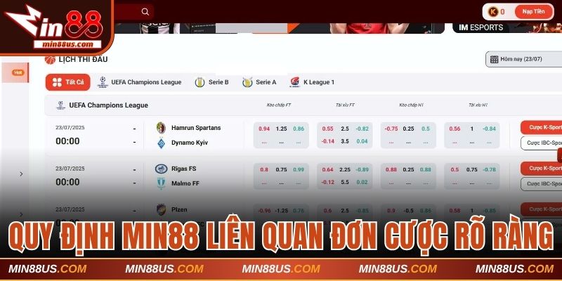 Quy định Min88 liên quan đơn cược rõ ràng