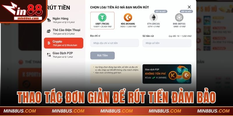 Thao tác đơn giản để thực hiện rút tiền đảm bảo